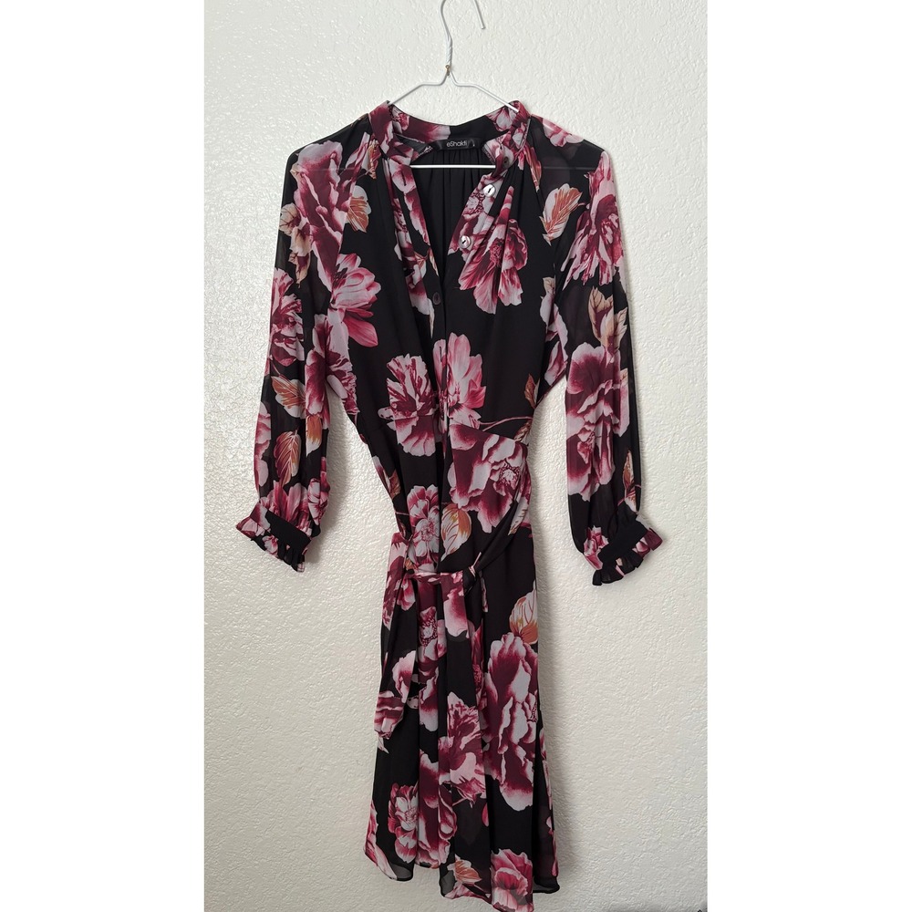 eShakti Floral Long Sleeve Button Front Dress Preppy Coquette Garden Wedding 4‎